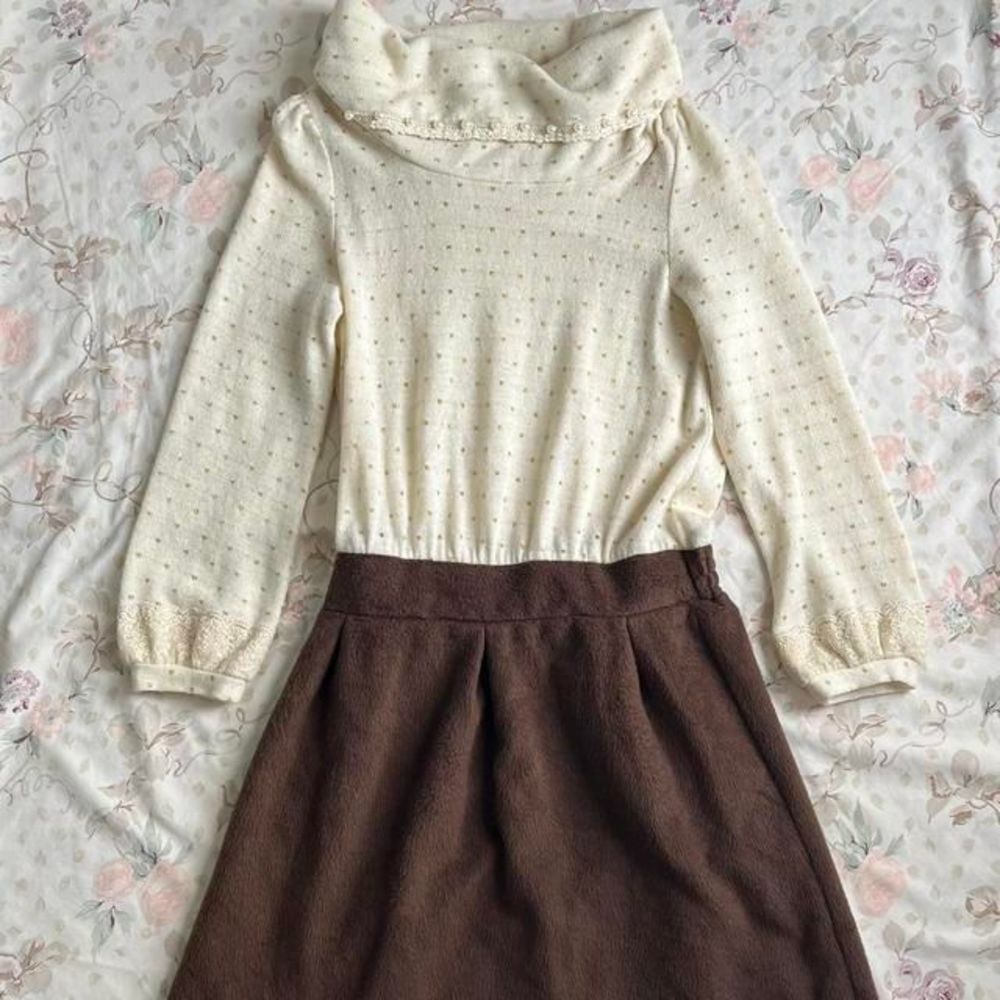 axes femme polka dot turtle neck sweater‎ dress